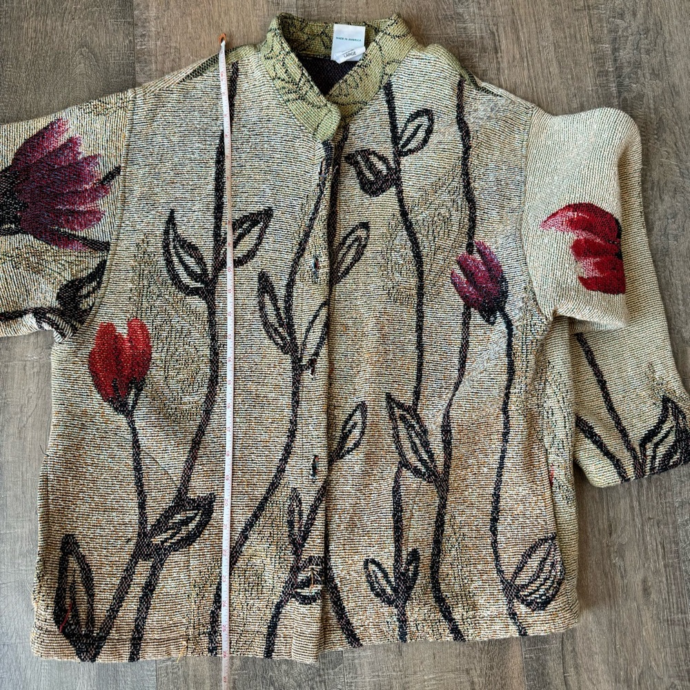 Vintage 90s Tapestry Jacket Floral Paisley Pattern Sugar Street Weavers Large - Picture 8 of 10
